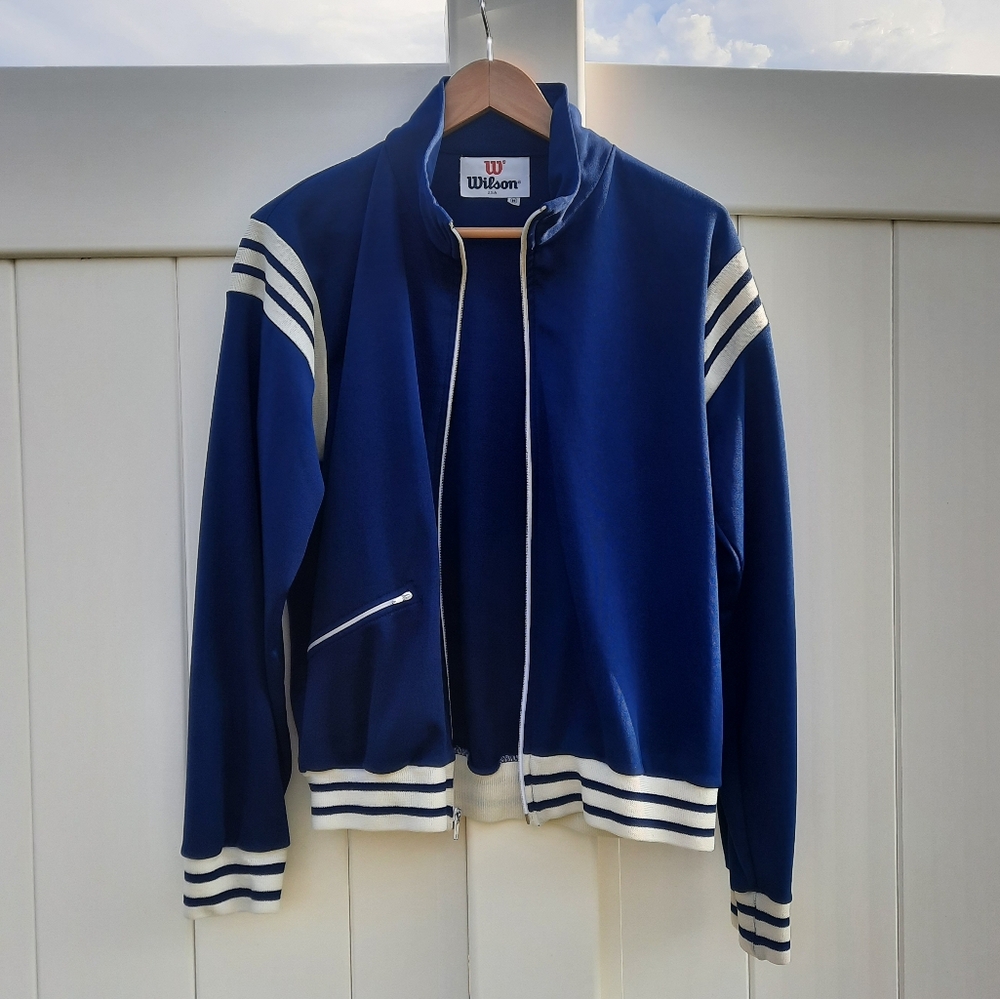 Vintage 70s 80s Wilson Track Jacket | Navy | Size Medium